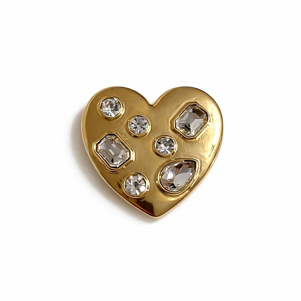 ⚜️ Gold Heart Crystal Brooch